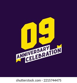 Diseño vectorial de la celebración del 9° aniversario, 9 años