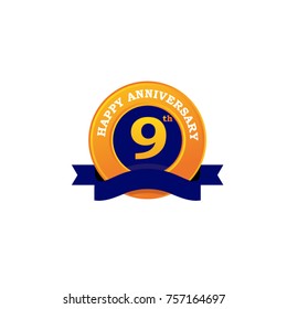 9th Anniversary emblematic logo design