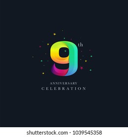 9th Anniversary Logo Design, Number 9 Icon Vector Template.


