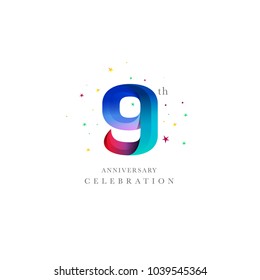 9th Anniversary Logo Design, Number 9 Icon Vector Template.


