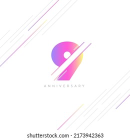 9th Anniversary Logo Design, Number 9 Icon Vector Template.