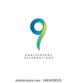Plantilla de diseño de logotipo de 9º aniversario