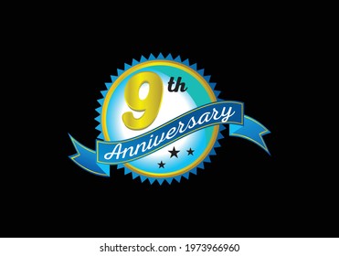 9th anniversary logo design vector template
