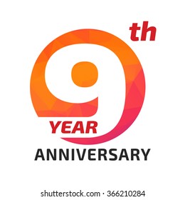 9th anniversary logo template in the circle form. 