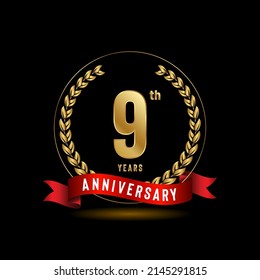 9th Anniversary logotype. Anniversary celebration template design for booklet, leaflet, magazine, brochure poster, banner, web, invitation or greeting card. Vector illustrations.