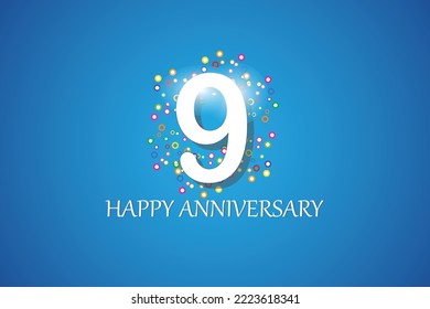 9.º aniversario sobre fondo azul