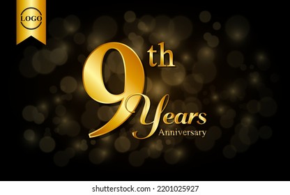 9th anniversary template design. for booklet, leaflet, magazine, brochure poster, banner, web, invitation or greeting card. Vector illustrations.