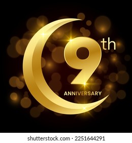 9th Anniversary Template Design Concept for Anniversary Celebration Event. Logo Vector Template Illustration