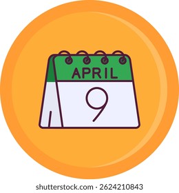 9th of April Line vector Icon Design