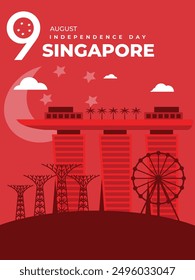 9th August Singapore's independence day. flyer, poster background. Singapore national holiday.