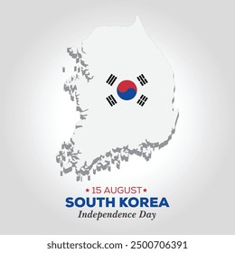 9th August South Korea Independence Day, Realistic 3D Map of South Korea Vector Design Template