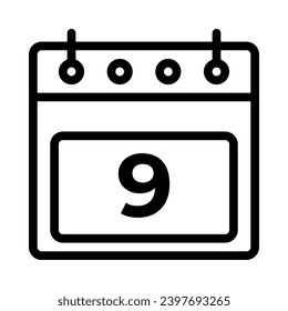 9.º Vector De Icono Del Calendario Diario. Signo de calendario de esquema. Ilustración de símbolo de contorno aislado