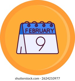 9 de febrero Línea Vector Icon Design