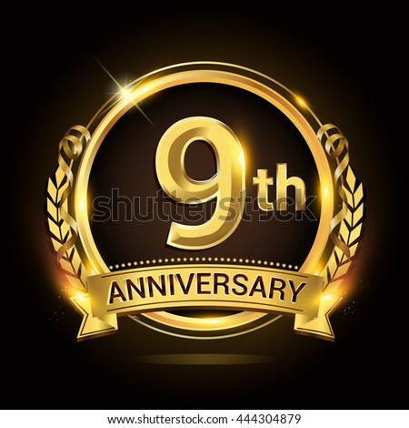 9th Golden Anniversary Logo 9 Years Stock Vector (Royalty Free ...