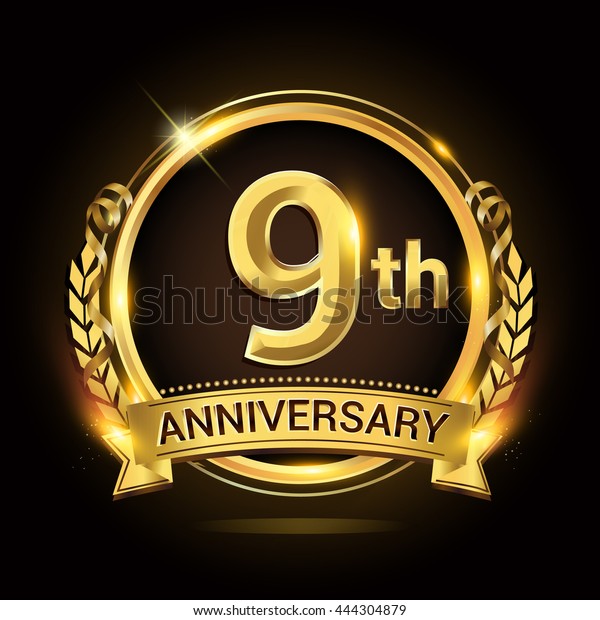 9th Golden Anniversary Logo 9 Years Stock Vector (Royalty Free) 444304879