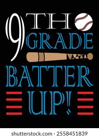 9th Grade batter up Birthday Design.