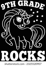 9th grade rocks vector art design, eps file. design file for t-shirt. SVG, EPS cuttable design file