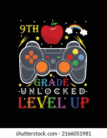 9th Grade Unlocked Level Up T-shirt Design