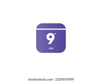 9 de julio fecha calendario mes icono con color gradiente, diseño plano estilo ilustración vectorial