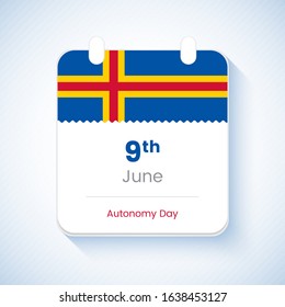 9th June, Autonomy day of Aland Islands. Creative country national day calendar concept vector illustration.