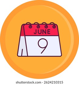 9 de junio Línea Vector Icon Design