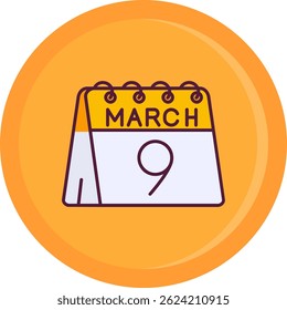 9 de Marzo Línea Vector Icon Design