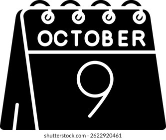 9th of October Line vector Icon Design