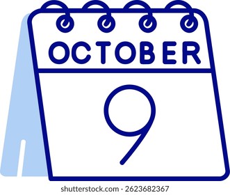 9th of October Line vector Icon Design