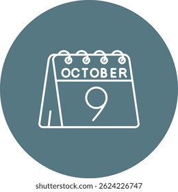 9th of October Line vector Icon Design