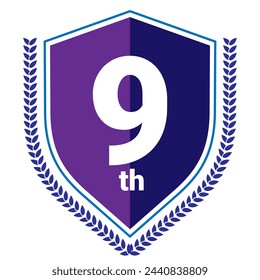 9th, Vector illustration EPS 10 File. Number Nine. Award Icon. 9th Place.