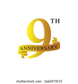 9th year anniversary ribbon logo