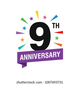9th Years Anniversary Logo Design Vector. Modern Illustration