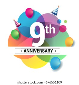 9th Years Anniversary Logo Vector Design Stock Vector (Royalty Free ...