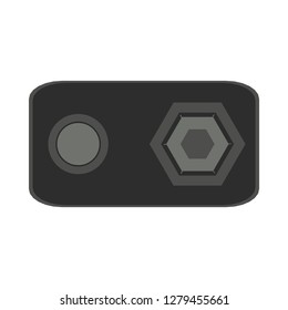 9v battery top view vector flat icon sign isolated on white power