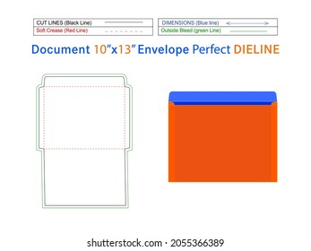 9x12 inche Document envelope dieline template and 3D envelope editable easily resizable