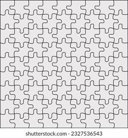 9x9 jigsaw puzzle template. Editable stroke vector isolated on grey background.