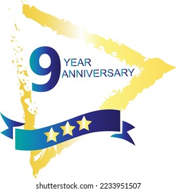 9-year anniversary celebration template, 9-year anniversary celebration logotype colorful design