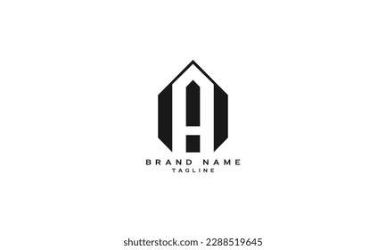 A, AH, HA, Abstract initial monogram letter alphabet logo design
