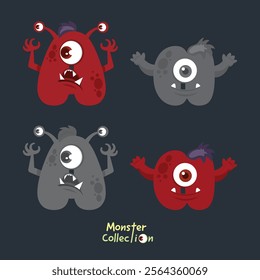 A and a, Alphabet Monster Collection with Fun and Spooky Cartoon Letters