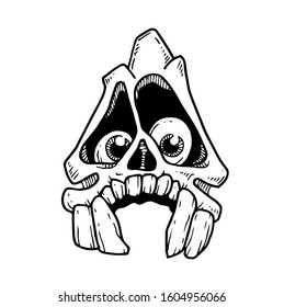 A, ALPHABET SKULL VECTOR DESIGN, DRAWING STYLE