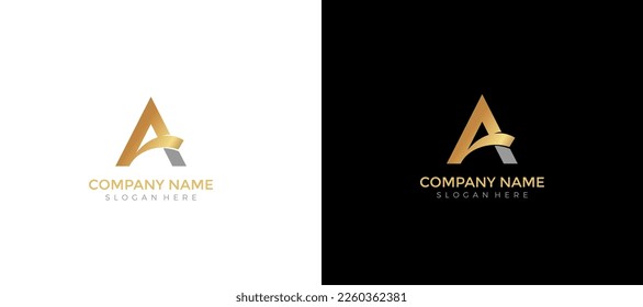 A, AV, VA initials logo design vector illustration template, gold-silver
