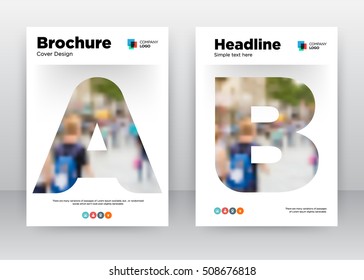 A, B, big alphabet shape cover graphic print letter layout in A4 size brochure flyer template design, roll up annual report stock vector, Leaflet, EPS 10, 2017, catalog, booklet, book, typography