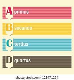 A, B, C  brochure in colored lines, step by step. vector illustration