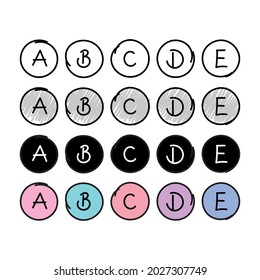 A, B, C, D, E Letters In A Circle. Question Options