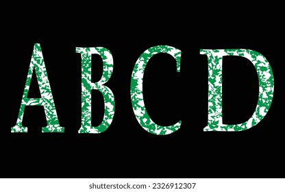 A, B, C, D, Letter icon set with grungy effect, vector art illustration 