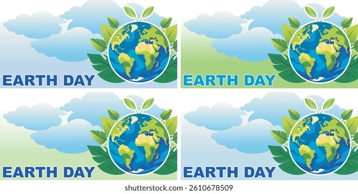 "A background image with an Earth Day theme, featuring elements such as the Earth, leaves, hands, the recycle logo, and plants, using green, blue, and turquoise colors — for a better Earth and a brigh