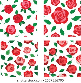 "A beautiful bundle of seamless patterns featuring vibrant red and pink roses. Perfect for textiles, wallpapers, invitations, or any creative project. These high-quality designs bring elegance and rom