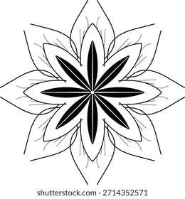 "Una ilustración de largo recorrido bellamente diseñada con colores de relleno vibrantes y contornos de trazo precisos, perfecto para diseños digitales, mandalas o proyectos de obras de arte decorativas".