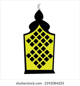 "A beautifully designed Ramadan vector featuring elements like a crescent moon, stars, lanterns, and a mosque silhouette. The design is rich in Islamic symbols, with vibrant colors and intricate patte