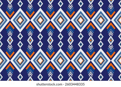 .A blue background with gray Orange and cream pattern